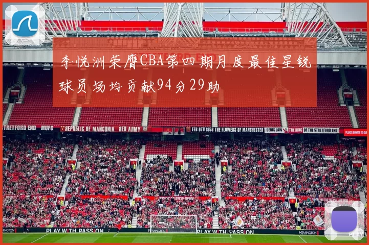 李悦洲荣膺CBA第四期月度最佳星锐球员场均贡献94分29助
